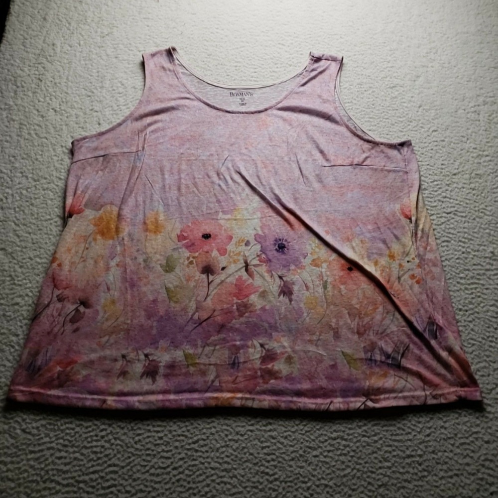 Roaman's Tank Top Womens Plus 3X Multicolor Scoop Neck Sleeveless Floral Tunic